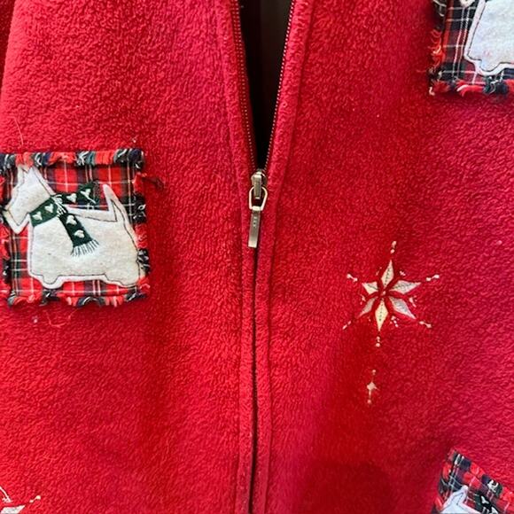 Ugly Fleece Christmas Jacket with dog and snowflakes on it - Picture 6 of 8
